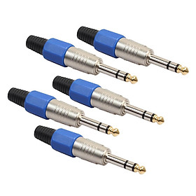 5x Alloy 6.35mm Plug Stereo Adapters for Microphone Electric Guitar Parts