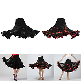 2 Pieces Ballroom Waltz Dance Big Swing Skirt Sequined Modern Costume