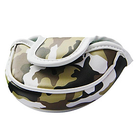 Golf Club Small Mallet Putter Headcover Protection, Center Shaft Head Cover Protector & Magnetic Closure Golfers Accessories - Camo Style
