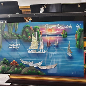 Mua Tranh sơn mài thuận buồm xuôi gió cẩn ốc xà cừ cao cấp size 50x80 cm treo tường  trang trí nhà cửa  văn phòng  quà tặng