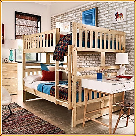 Mua Giường 2 tầng Tundo màu tự nhiên cầu thang treo