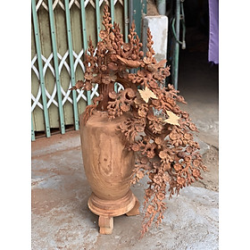 1 bình hoa mai lan dáng huyền phong thủy cầu tài lộc bằng gỗ hương kt 98×55×50cm 