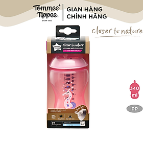 Bình sữa ty siêu mềm tự nhiên Tommee Tippee Closer to Nature 340ml, núm ty đi kèm 3-6 tháng - Hồng