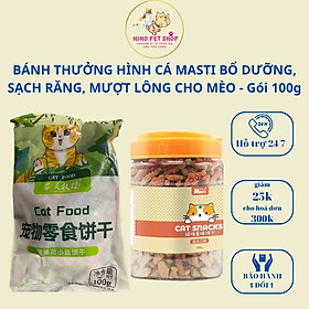 Bánh thưởng hình cá MASTI sạch răng, bổ dưỡng, mượt lông cho mèo - Gói 100g dùng thử