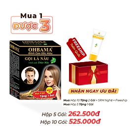 Dầu Gội Đầu Giúp Tóc Nâu [Hộp10 gói] OHBAMA CHÍNH HÃNG - Gội Là Nâu OHBAMA