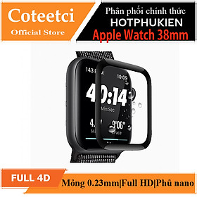 iếng dán kính cường lực Full 4D cho Apple Watch 38mm hiệu Coteetci (Vát mỏng 2.5D, độ nét HD, phủ Nano) - Hàng chính hãng