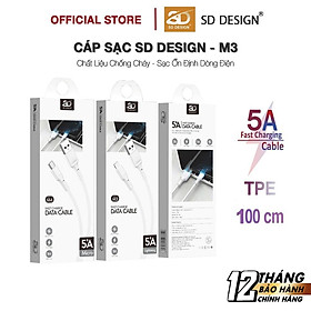 Mua Cáp sạc M3 SD DESIGN sạc ổn định cho điện thoại 6 đến 13 pro max  dây dài 1M  bảo hành 1 đổi 1