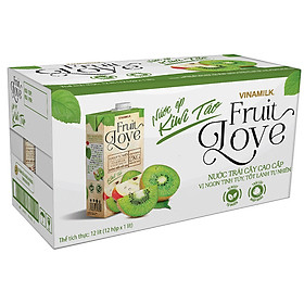 Thùng 12 hộp nước trái cây cao cấp Fruit Love VINAMILK Kiwi Táo (1L / Hộp)