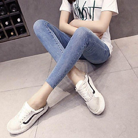 Quần jean bầu hàng cào đẹp thời trang