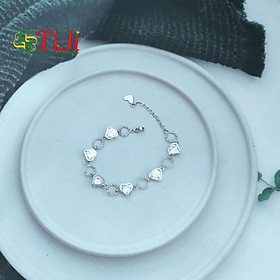 Lắc tay nữ inox kiểu hình trái tim nối kẹp hột sáng đẹp không đen không gỉ sét