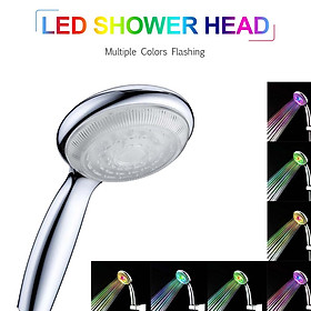 Vòi sen nhà tắm cầm tay có đèn LED, cảm biến nhiệt độ thay đổi màu sắc-Màu Bạc-Size Đèn LED nhiều màu
