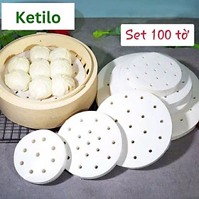 Giấy Nến Lót Nồi Chiên Không Dầu, Xửng Hấp Sạch Sẽ, Tiện Lợi Nhiều Size (Set 100 Tờ) - 100 TỜ SIZE 23CM