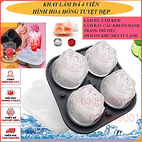 Mua Khay Làm Đá Silicon Hình Hoa Hồng Có Nắp Đậy 4 Viên  Khuôn Đựng Đá Tủ Lạnh
