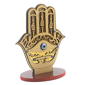 Natural Engraved Wood Ornament Hand Shaped Home Table Decor For Muslim Eid Party