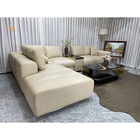 Mua Sofa góc L 100% da bò Italy Juno sofa màu kem – SFLCT26 3m5 x 2m4 hàng cao cấp chuẩn da bò nhập khẩu Ý