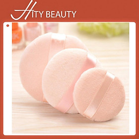 Bông dặm phấn phủ,phấn nền mút tròn dụng cụ trang điểm dáng cho Makeup cá nhân- Hity Beauty