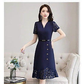 ĐẦM UMI PHỐI REN TAY NGẮN XINH XẮN,CHẤT LIỆU UMI THOÁNG MÁT