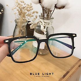 Kính Giả Cận, Gọng Kính Cận Nam Nữ Mắt Vuông To Gọng Đen Nhựa Càng Kim Loại Không Độ Hàn Quốc - BLUE LIGHT SHOP