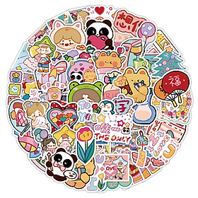 Sticker CẶP ĐÔI CHIBI hoạt hình cute trang trí mũ bảo hiểm,guitar,ukulele,điện thoại,sổ tay,laptop-mẫu S100