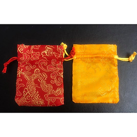 Combo 2 túi gấm hoa văn Rồng - Phượng đỏ và vàng, phong thủy sưu tầm