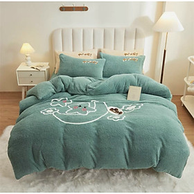 Bộ chăn ga gối nỉ bông họa tiết thêu cao cấp mẫu mới 2023 nhà Mộc bedding14