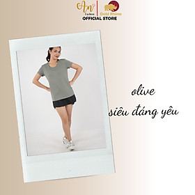 Áo Thun Nữ Cổ Tròn Màu OLIVE 100% Cotton Cao Cấp, Công Nghệ Khử Mùi Ag+, Thoáng Mát Suốt Cả Ngày - Gold Rhino