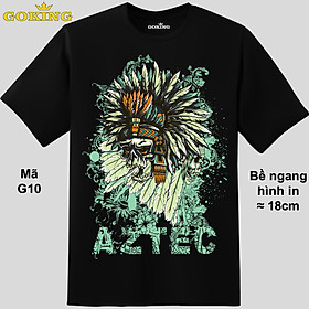 AZTEX SKULL, mã G10. Áo thun nam in hình đẹp. Áo phông nam thoát nhiệt Goking hàng hiệu cao cấp