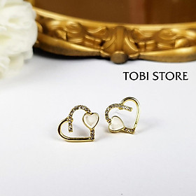 Ảnh shop chụp - Bông tai nữ hình trái tim xinh đính đá TB273 - TOBI'SHOP