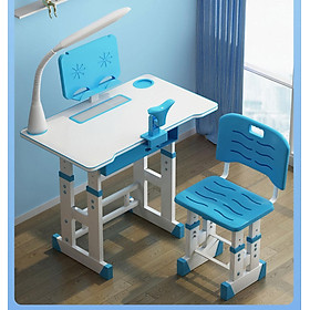 Mua Bộ bàn ghế học sinh thông minh cho bé màu xanh chống gù chống cận có giá để sách và ipad tiện lợi K10