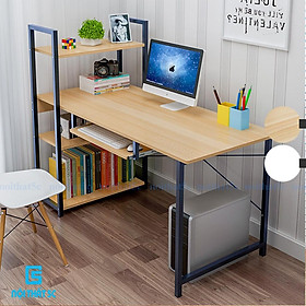 Mua Bàn học tập  bàn làm việc thiết kế mặt bàn uốn cong liền giá sách 4 tầng sắt sơn tĩnh điện hiện đại  lắp ráp dễ dàng