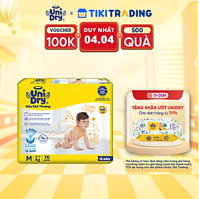 Tã dán em bé Siêu khô thoáng gói Super Jumbo Unidry G6X size M-76 miếng