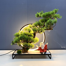 Mua Tiểu cảnh chú tiểu dưới bóng tùng có đèn led sáng - Có vị trí đặt trầm nụ T82
