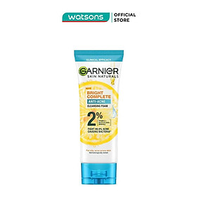 Sữa Rửa Mặt Ngừa Mụn Garnier Skin Naturals Bright Complete Anti-Acne Cleansing Foam 100ml