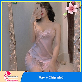 Váy ngủ hai dây phối ren sexy Q76 - Đầm ngủ lụa cao cấp - Đồ ngủ nữ