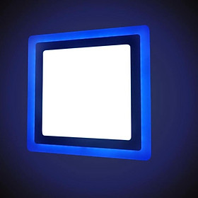 Đèn LED ốp trần nổi chuyển màu sắc viền xanh dương hình tròn trụ Germani 12W,18W,24W