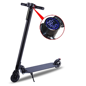 Xe scooter điện bánh 5,5 inch đồng hồ led 1 lần sạc đi 10km, động cơ không chổi than nam châm vĩnh cửu, có thể gấp gọn mang đi, phanh đôi, đèn pha led, tay chống trượt, mà hình LCD model mới