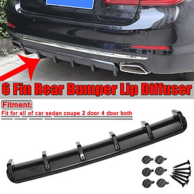 Carbon Fiber Look Universal Rear Shark 6 Fin Curved Bumper Lip Diffuser Spoilers