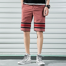 Men's cotton casual shorts summer five-point pants color insert beach pants