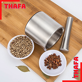 Mua Bộ Cối Chày Inox SUS 304 Hàng Chính Hãng THAFA-Có Nắp Đậy Chống Văng