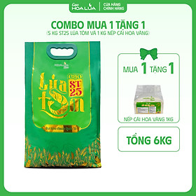 [MUA 1 TẶNG 1] Mua 1 túi Gạo ST25 Lúa Tôm túi 5kg - Tặng 1 túi Nếp Cái Hoa Vàng 1kg (Tổng 6kg)
