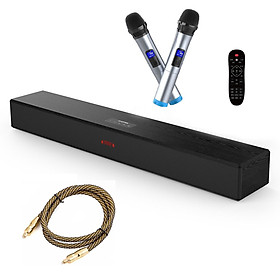 Tặng Dây Audio Quang Mạ Vàng 24K - Loa Soundbar TV Âm Thanh True Surround 5.1 Bluetooth Hát Karaoke L9 Kèm 02 Micro Không Dây - Công suất 200W - Hàng Nhập Khẩu