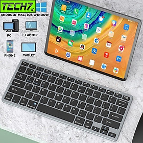 Bàn phím không dây mini W159 - pin sạc - đa kết nối bluetooth 5.0 + 3.0 + Usb wireless 2.4G hàng nhập khẩu - xám