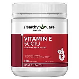 Healthy Care Vitamin E 500IU 200 Capsules  Dietary Supplement- viên uống đẹp da, hỗ trợ sức khỏe tim mạch