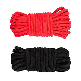 Pack of 2 6mm Cotton Cord Rope Thread Guy Line Macrame Jewellery - Black+Red - 20m