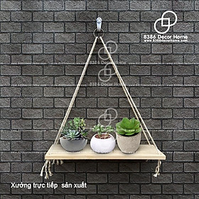 Mua Kệ gỗ treo tường nhiều kích thước  gỗ thông decor (tặng kèm hơn 2m dây thừng  đinh 4 chân siêu chắc)