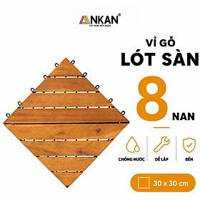 Mua Sàn Gỗ Lót Ban Công Thương Hiệu ANKAN Màu Nâu Vàng Nan Hoa  Vỉ Gỗ Lót Sàn Dùng Để Lót Sân Vườn  Nhà Tắm  Phòng Spa  Có Phủ PU  Siêu Bền  Chống Thấm  Chống Trơn Trượt  Tiêu Chuẩn Xuất Khẩu (1 Vỉ)