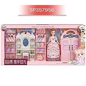 Hộp búp bê 1 c khớp tủ quần áo, kệ trang điểm phụ kiện , 6397-73