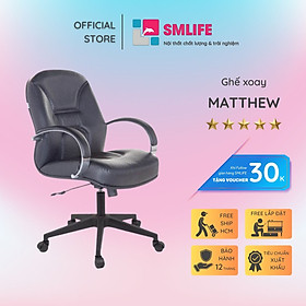 Ghế xoay văn phòng lưng cao bọc da SMLIFE Matthew