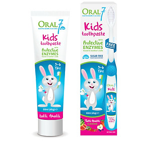 Kem đánh răng trẻ em Oral7 nuốt được, vị trái cây 40ml (cho bé từ 3-12 tuổi)