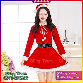 Váy Noel nữ hóa trang Noel chuẩn chất liệu nhung siêu đẹp Freesize DT04